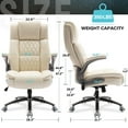 thumbnail image 6 of WOSDOM Beige Leather Office Chair - Flip Arms Adjustable Built-in Lumbar Support, Executive Computer Desk Chair Work Chairs with with Storage Bags, Strong Metal Base Quiet Wheels, 350 lb, 6 of 8