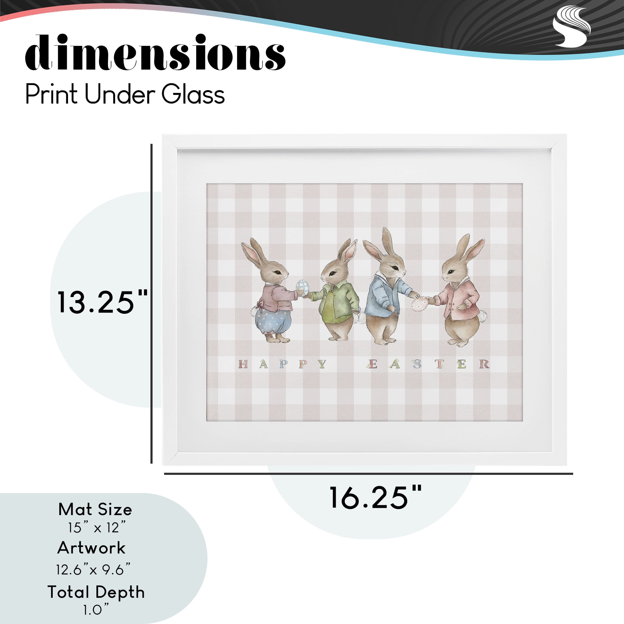 Stupell Industries Easter Bunnies Pink Gingham White Framed Print Under Glass, design by Leah Straatsma