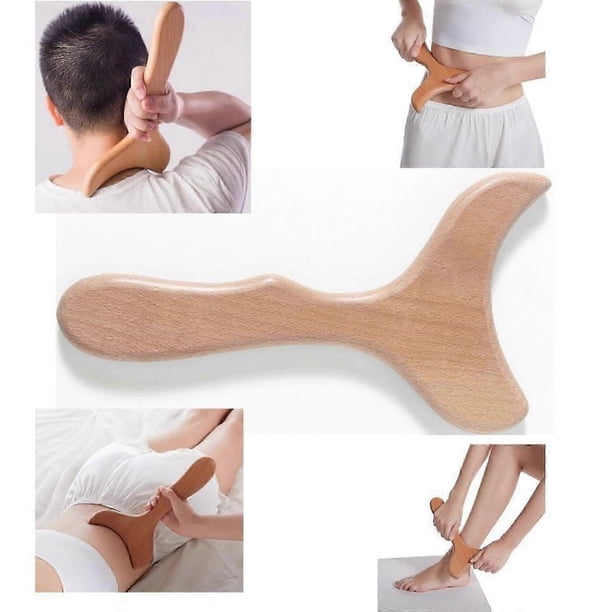 Gua Sha Lymphatic Drainage Massager, Multi-Functional Lymphatic Massager Paddle for Arms, Legs, Back and Body Sculpting, Wooden Anti Cellulite Massage