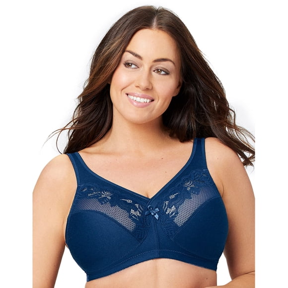 Glamorise Full Figure Plus Size MagicLift Minimizer Bra Wirefree #1003 Blue
