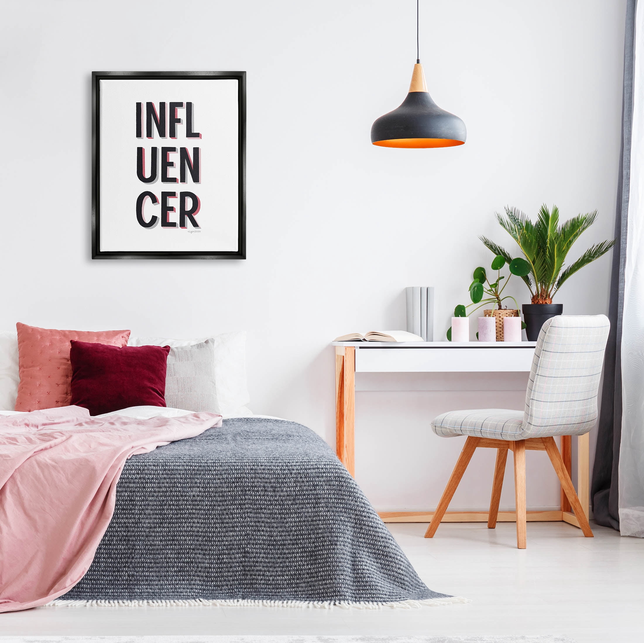 Stupell Industries Bold Influencer Block Text Phrase Graphic Art Jet Black Floating Framed Canvas Print Wall Art, Design by Kyra Brown