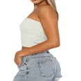 thumbnail image 2 of Women Ribbed Bandeau Tops Solid Color Summer Casual Sleeveless Backless Off-shoulder Crop Tops Streetwear Club Wear, 2 of 4