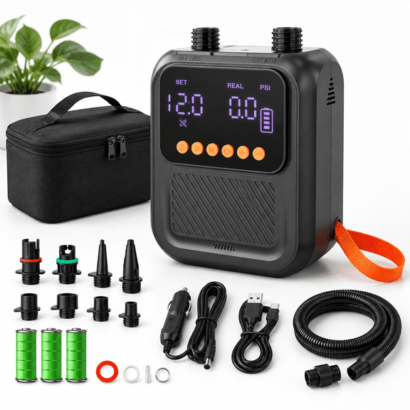 Portable Rechargeable Electric SUP Pump, Dual Inflation & Deflation, Up To 20psi, Auto-Off