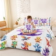 thumbnail image 3 of Feelyou Cute Kawaii Flying Dragon Twin Bedding Sets for Kids Boys Girls, Cartoon Wildlife Bedding Comforter Set, White Purple, Polkadot Reversible, 7 Pieces, 3 of 7