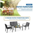 thumbnail image 6 of 4 Pieces Patio Furniture Sets,Outdoor Patio Conversation Sets with Glass Coffee Table, Small Porch Balcony Furniture, Patio Table and Chairs Set for Garden, Backyard (Black), 6 of 7