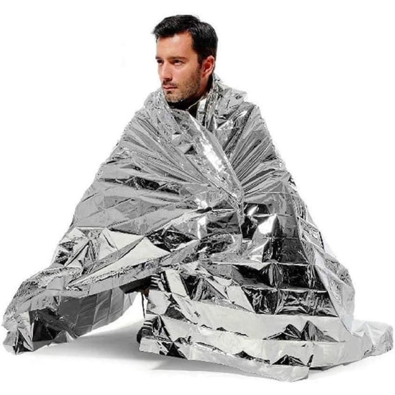 Emergency Blankets, ROYAL WIND 4 Pack Extra Large Thermal Mylar Foil Space Blanket Heat Sheets for Camping, Hiking, Marathon Running, First Aid Kits, Prepper, Bug Out & Outdoor Survival Gear, Silver