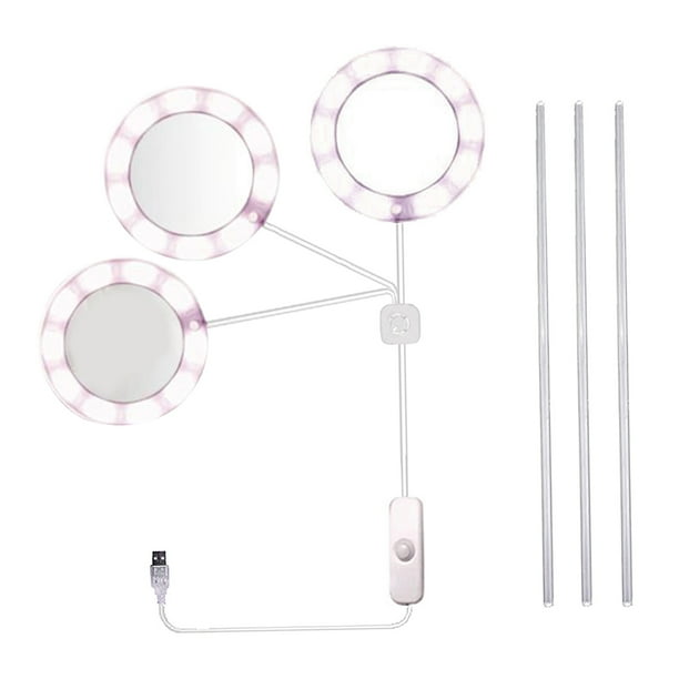 Lámpara LED USB para cultivo de plantas de escritorio en interiores, con varilla de soporte Tres cabezas blancas