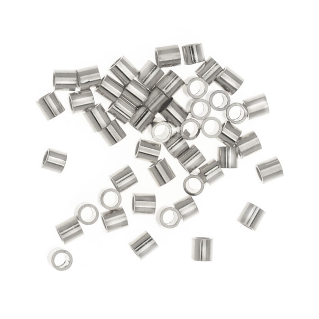 Tube Crimp Beads, 1.5 x 1.5mm, 50 Pieces, Silver Tone Nickel Plated