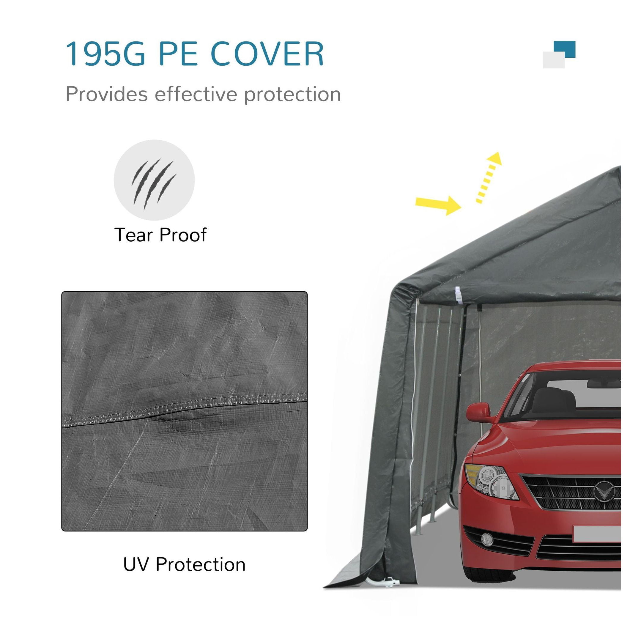 12x20 Carport Canopy - Heavy Duty Waterproof Shelter for Vehicles - Portable Car Cover with Steel Frame & UV Protection - Gray