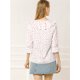 thumbnail image 5 of Blusa con Botones Allegra K Cuello de Solapa con Volantes Estampado de Corazón Manga del Codo Blanco L, 5 of 6
