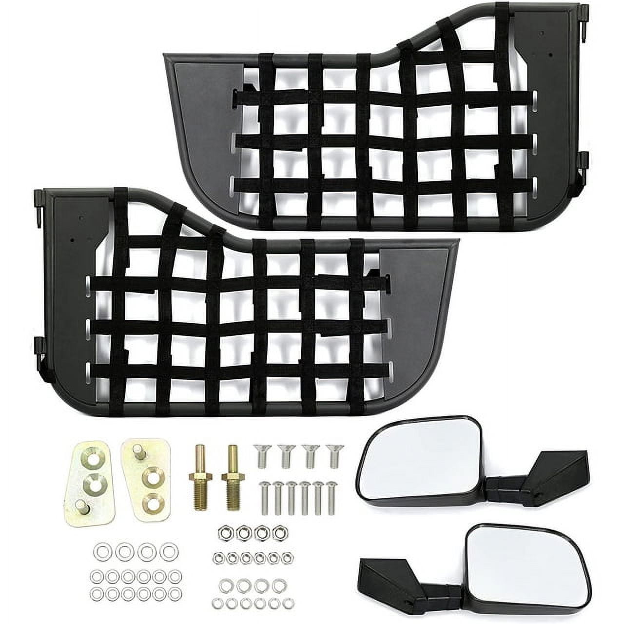 Kojem Pair Tubular Door for 1976-1995 Jeep Wrangler YJ/CJ7 w/Side Mirror Steel Black