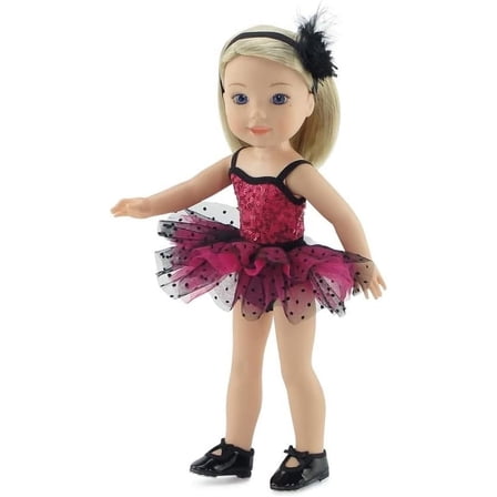 Emily Rose Doll Clothes 5 Piece 14 Inch Fashion Doll Jazz Ballet Outfit, Includes Real Tap Shoes