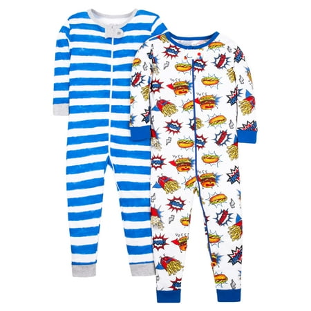 Little Star Organic 100% organic cotton footless stretchies pajamas, 2-pack (baby boys & toddler