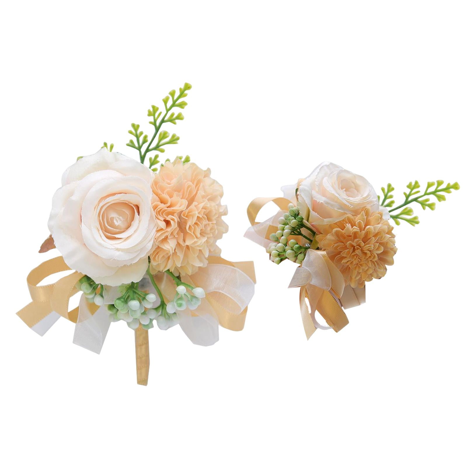 Wedding Rose Corsage Wrist Flower Groom Bridesmaid Boutonniere Gifts Party 
