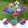 thumbnail image 4 of Colorful Rainbow Tie Dye Spiral Pattern Square Fitted Tablecloth with Elastic Edge,Square Table Cover,Washable Elastic Table Cover for Home Kitchen Party Decor 36"x36", 4 of 6