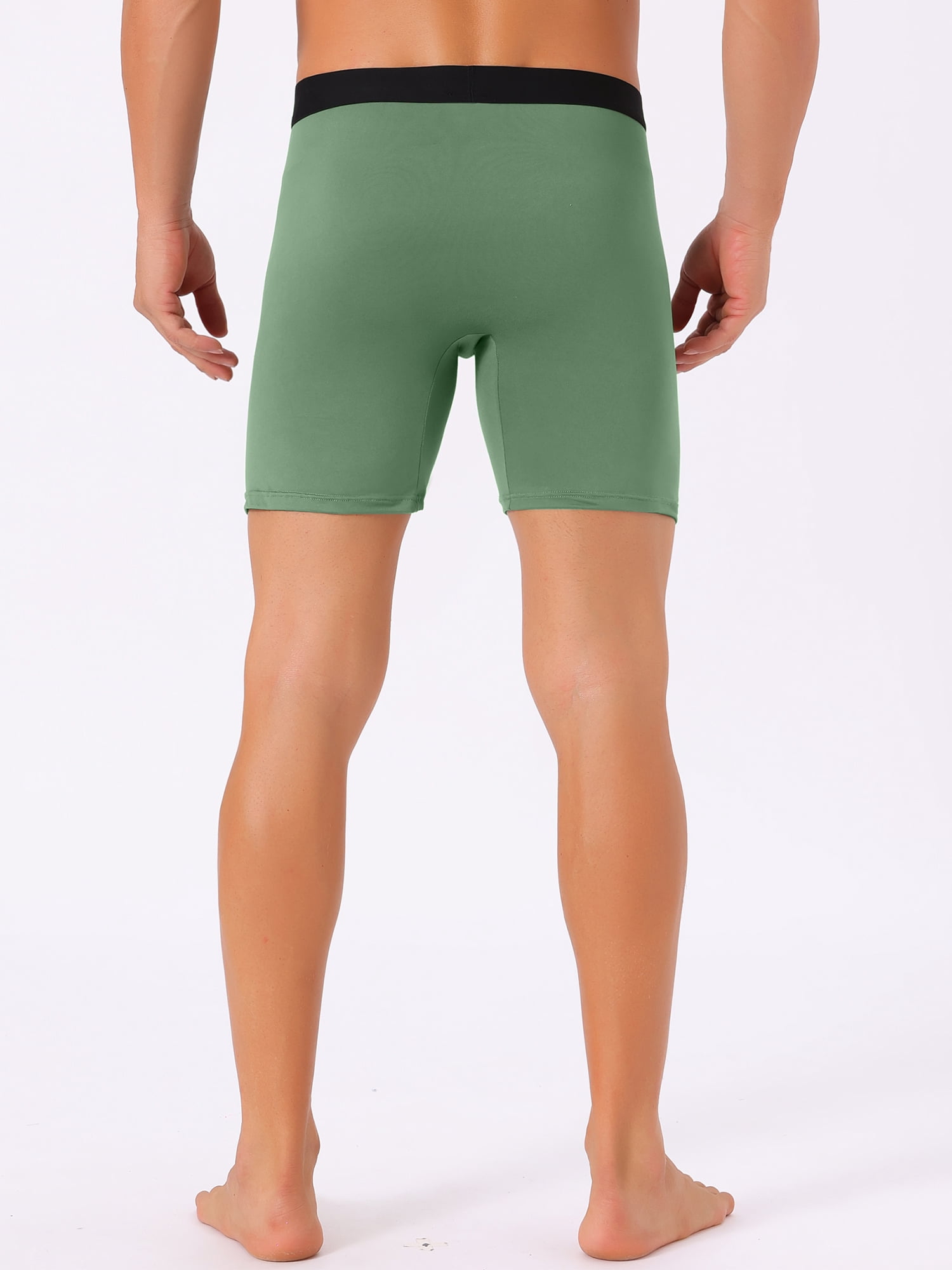 DARING DIVA Men's Lightweight Solid Color Soft Stretch Open-fly Boxer Briefs 34 Green