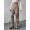 thumbnail image 6 of Women’s Knit Straight-Leg Pants, Soft Stretch Casual Trousers, Lightweight Striped or Solid Lounge Bottoms, High-Waist Relaxed Fit Pants for Daily Wear & Travel, 6 of 6