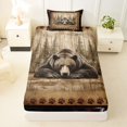 thumbnail image 3 of Castle Fairy Jungle Bear Twin Sheets 3pcs for Teens,Western Vintage Cow Print Bedding,Brown Black Cream,1 Fitted Sheet, 1 Flat Sheet and 1 Pillowcase, 3 of 6