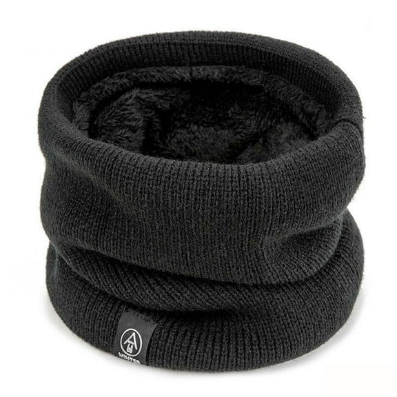 Winter Knitted Fleece Scarves for Unisex Classic Solid Style Neck Warmers Thickened Warm Neck Scarf (60-80cm) Black