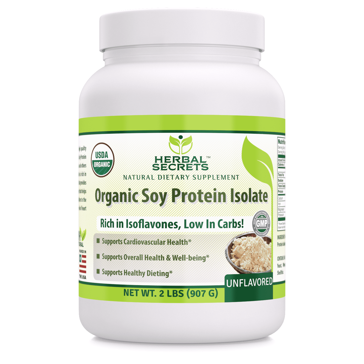 Herbal Secrets Organic Soy Protein Isolate (Unflavored) - 2 Lbs