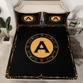 thumbnail image 2 of Manfei Letter A Monogrammed Twin Sheet Sets,Retro Boho Geometric Twin Fitted Sheet,Gold Black Flat Sheet For Child,Microfiber Room Decorative,3-Piece, 2 of 7