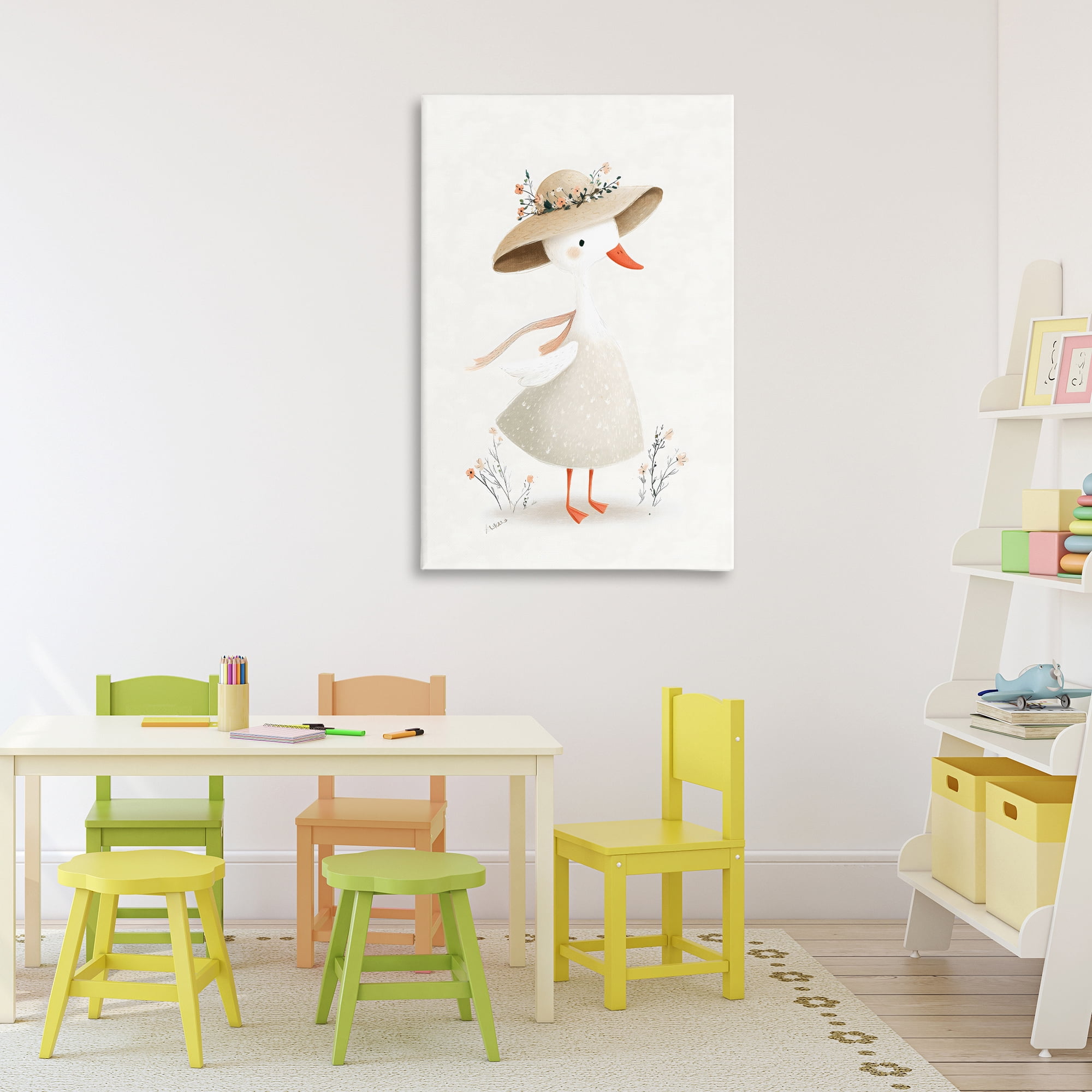 Stupell Industries Charming Goose in Sunhat Canvas Wall Art, design by Ink Drop Loft