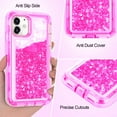 thumbnail image 2 of For Apple iPhone 12 Mini 5.4 inch Tough Defender Sparkling Liquid Glitter Heart Case Cover Pink, 2 of 5
