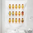 thumbnail image 1 of Emoticon Tapestry, Funny Pineapples with Faces Sad Kiss Skeptic Cry Love Laugh Cool Teases Angel Evil, Fabric Wall Hanging Decor for Bedroom Living Room Dorm, 5 Sizes, Multicolor, by Ambesonne, 1 of 1