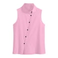 thumbnail image 6 of yoeyez Linen Tank Tops for Women Mandarin Collar Asymmetric Buttons Down Vest Shirts Fashion Sleeveless Turtleneck Work Tops Pink,XXL, 6 of 7