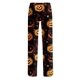 thumbnail image 7 of Garbnen Halloween Pants Pajamas Pumpkins Print Women’s Lounge Pants Comfy Cute Elastic Waist Fall Winter Wide Leg Sleep Pants for Women S, 7 of 7