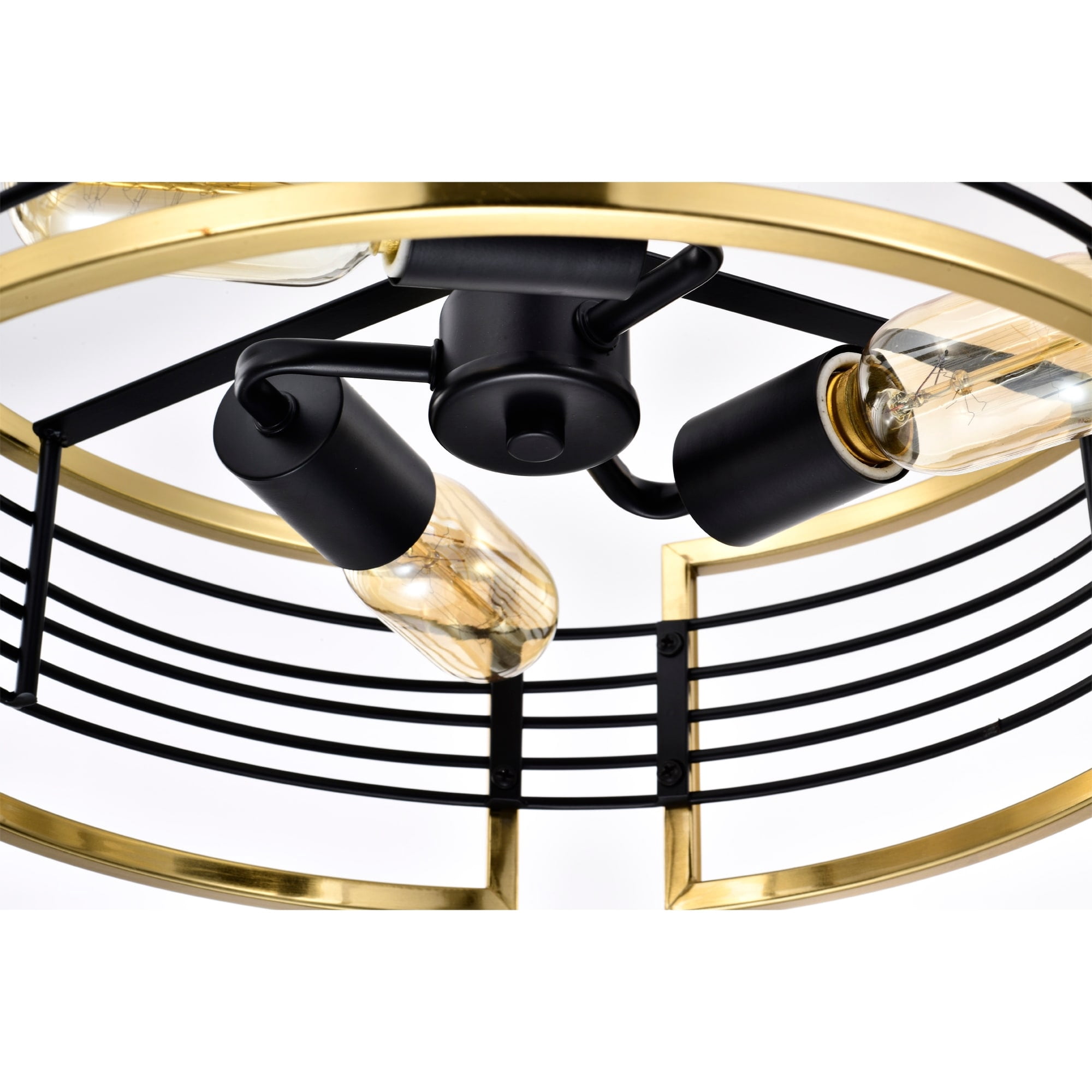 Milly 15 in. 3-Light Indoor Brass and Matte Black Finish Chandelier with Light Kit