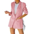thumbnail image 1 of Langwyqu Long Sleeve Solid Color Women V-Neck Buttons Blazer Coat, 1 of 5