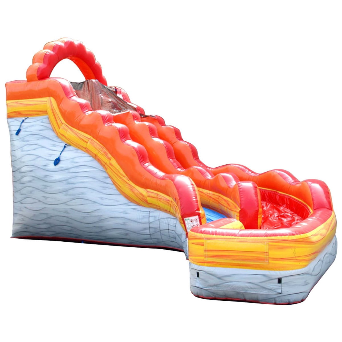 TentandTable Commerical Inflatable Water Slide, Fire Marble Wave Curved with Blower, 17 ft