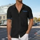 thumbnail image 2 of Camisa de manga corta con botones para hombre - Cárdigan informal con bolsillos huecos - Tejido ligero de poliéster - Corte holgado, se recomienda elegir una talla menos - Tallas S-XXXL, 2 of 5