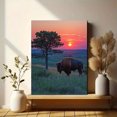 thumbnail image 6 of Qisvanset 12x16 Inch Framed Canvas Wall Art Sunset Tree Side American Bison Landscape Home Canvas Wall Art, 6 of 8