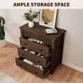 thumbnail image 6 of 3 Drawer Dresser, Modern Fluted Nightstand, Wooden Chest of Drawers, Storage End Table Organizer for Bedroom, Living Room, Hallway, Walnut, 6 of 9