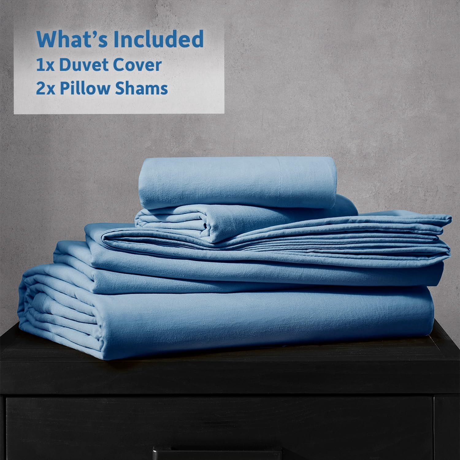 Virtu 3-Piece Duvet Cover Set, Soft Prewashed Bedding Set King with Pillow Shams, Blue Haven
