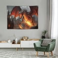 thumbnail image 2 of ONETECH  Fantasy World Tapestry Wall Hanging, Medieval Red Dragon and Human War Mythology Themed Art Tapestries Home Decoration Wall Decor, 2 of 7