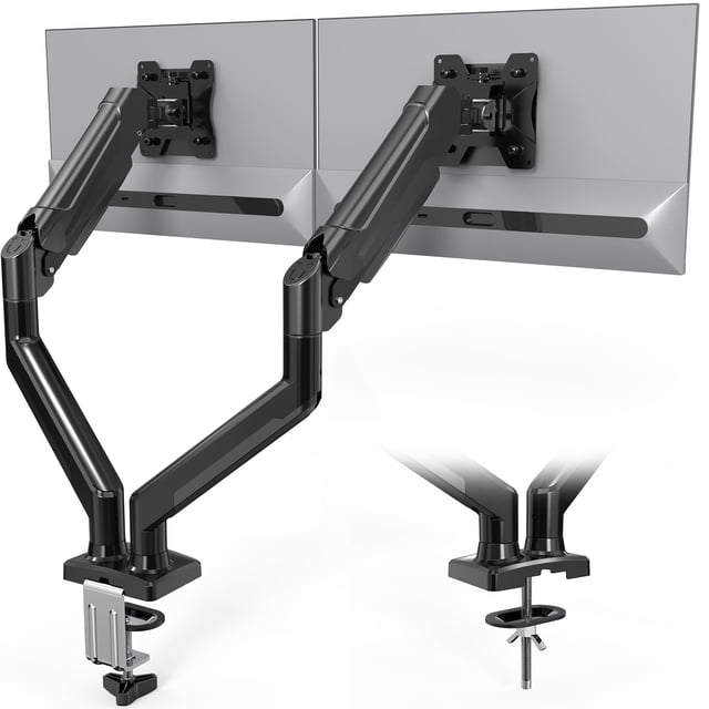 Soporte doble para monitor BONTEC con resorte de gas ajustable de 13 a 32 pulgadas