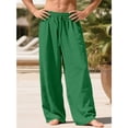thumbnail image 4 of Men’s Linen Wide Leg Pants Elastic Waist Drawstring | Lightweight Breathable, Loose Fit Full Length Trousers, Big and Tall, Casual Summer Beach Daily Wear, 3XL, 4 of 7
