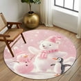 thumbnail image 3 of Christmas Pink Round Area Rug 5 FT, Non Slip Bedroom Area Rug, Bear Snowman Cute Animal Ombre Washable Soft Circular Carpet Non-Shedding Floor Mat for Kitchen Dining Room Foyer Balcony Dorm, 3 of 9