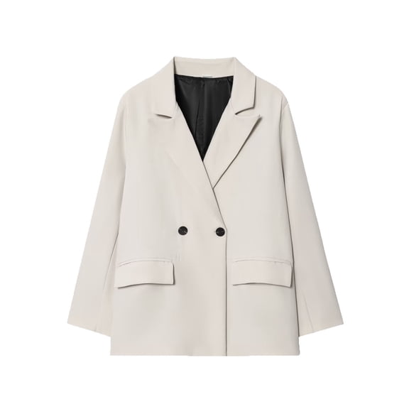 XPMWRP Women's Work Office Oversized Blazer Stretch Lapel Collar Long Sleeve Jacket Suit Business Casual Solid Color Button Coat White L