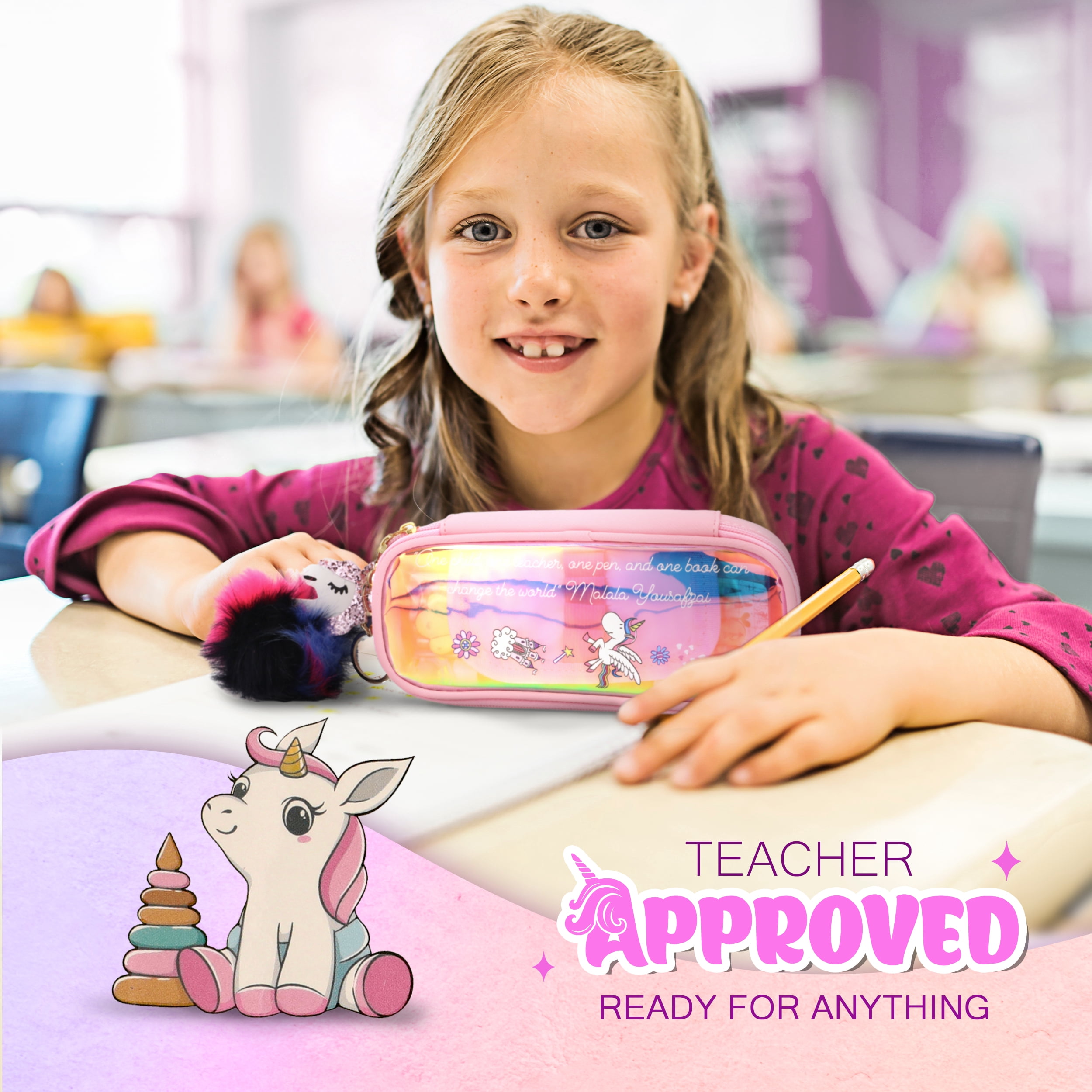 Unicorn Pencil Case With Supplies
