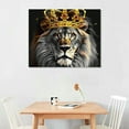 thumbnail image 2 of JRXY  Lion and Lioness Canvas Wall Art Black and White King and Queen with Gold Crown Picture Artwork Giclee Print Gallery Wrap for Bedroom Home Decor Ready to Hang  16x12in, 2 of 6