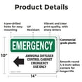 thumbnail image 2 of (2 Pack) Ammonia Diffuser Control With Symbol OSHA Emergency Sign 14 Inch X 10 Inch Plastic Sign, Weather Resistant, UV Protected for Workplace, Business, and Construction Site, Made in, 2 of 8