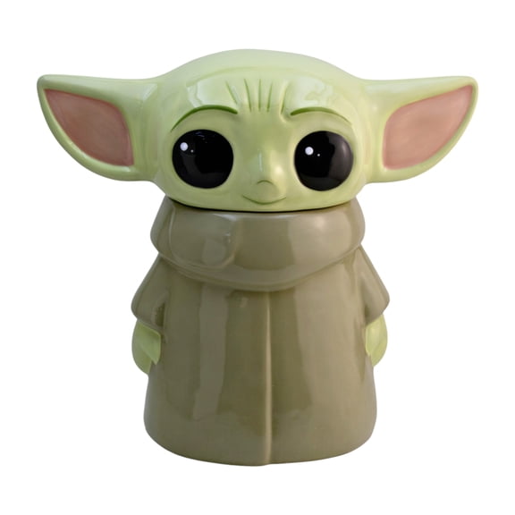 Galletero Decorativo en 3D, Diseño Grogu Star Wars Disney con Tapa Hermética y Caja de Regalo