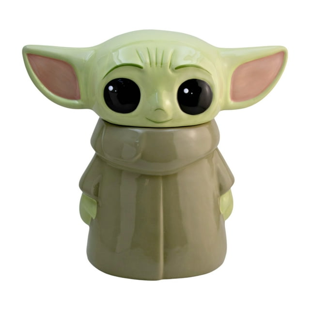 Galletero Decorativo en 3D, Diseño Grogu Star Wars Disney con Tapa Hermética y Caja de Regalo