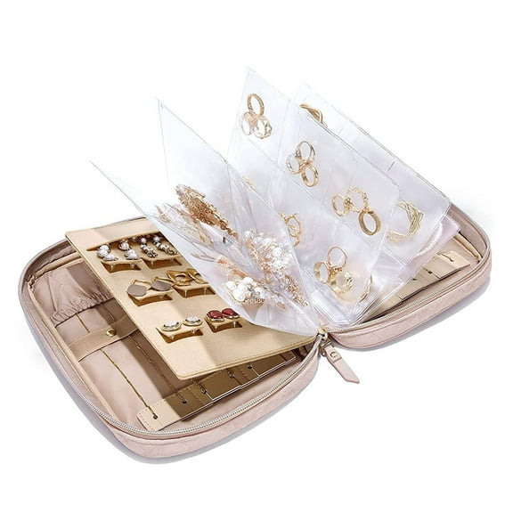Multipurpose Jewelry Travel Case with Adjustable Binder Pages Clear Pockets Jewelry Organizers Box for Earring Necklace