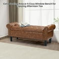 thumbnail image 5 of Queen End of Bed Bench with Storage, Faux Leather Tufted Button Upholstered Ottoman, Window Bench for Living Room, Entryway - Brown, 5 of 12