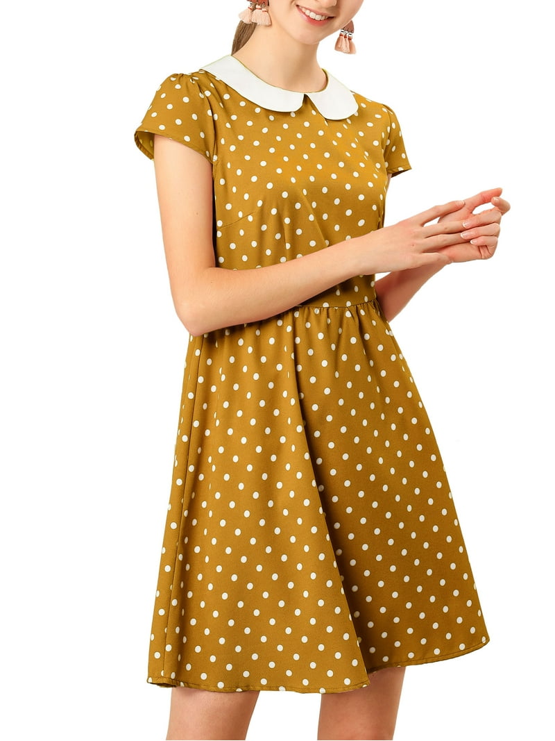 DARING DIVA Polka Dots Peter Pan Collar Above Knee Dress M Green -  Walmart.com